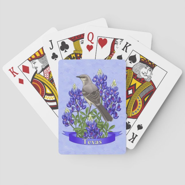 Jeu De Cartes Texas State Mockingbird & Bluebonnet Flower (dos)