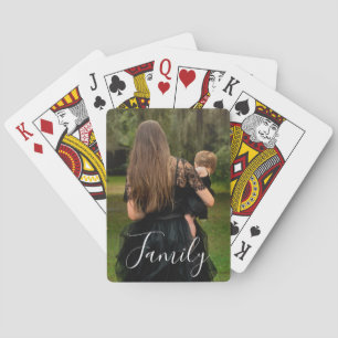 Jeu De Cartes Texte de famille de script personnalisé avec photo
