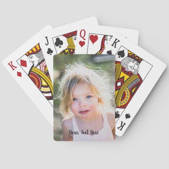 Jeu De Cartes Texte de script mignon et photo personnalisée (dos)