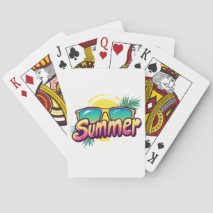 Jeu De Cartes Texte d'été - Lunettes de soleil colorées d'été