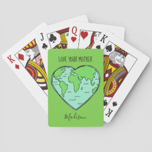 Jeu De Cartes Texte et couleur personnalisés Earth Love jouer au