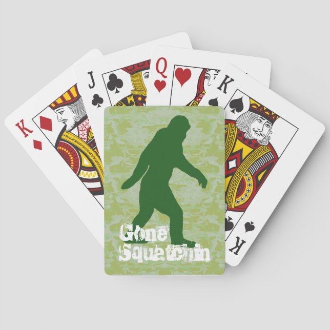 Jeu De Cartes Texte Gone Squatchin sur camouflage vert (dos)