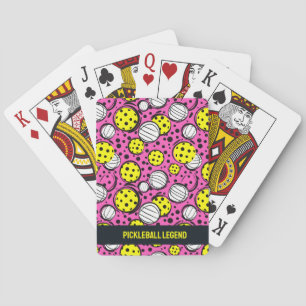 Jeu De Cartes Texte personnalisé boules de pickleball jaune rose