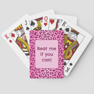 Jeu De Cartes Texte personnalisé Impression léopard rose élégant