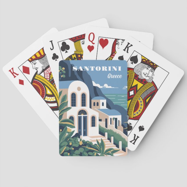 Jeu De Cartes Texte personnalisé Santorin Grèce (dos)