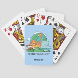Jeu De Cartes Texte personnalisé Terre avec animaux