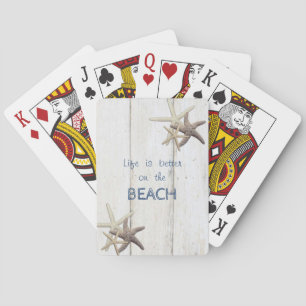 Jeu De Cartes Texture de bois adorable, étoile de mer, plage