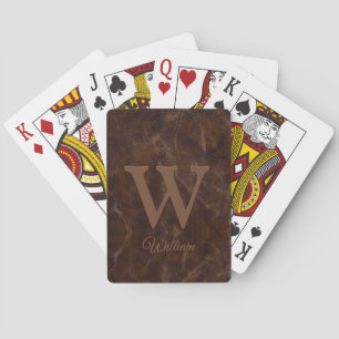 Jeu De Cartes Texture élégante en cuir de vache marron foncé ave