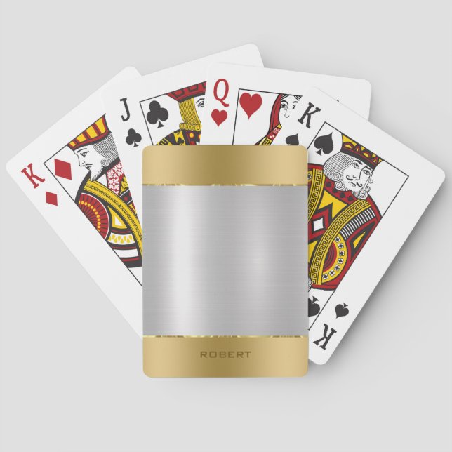 Jeu De Cartes Texture métallique minimaliste d'argent et d'or (dos)