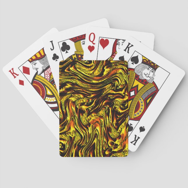 Jeu De Cartes Texture rustique dorée avec traits foncés et orang (dos)
