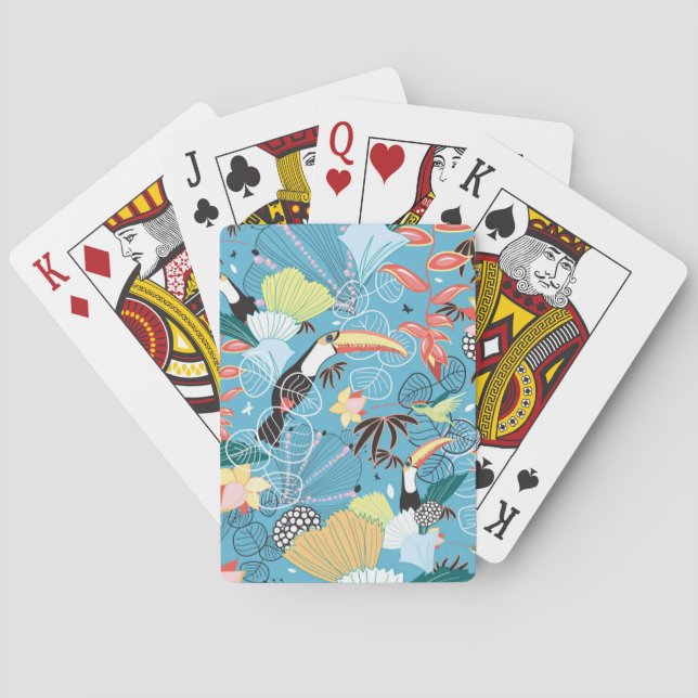 Jeu De Cartes Texture tropicale avec toucans et colibris (dos)