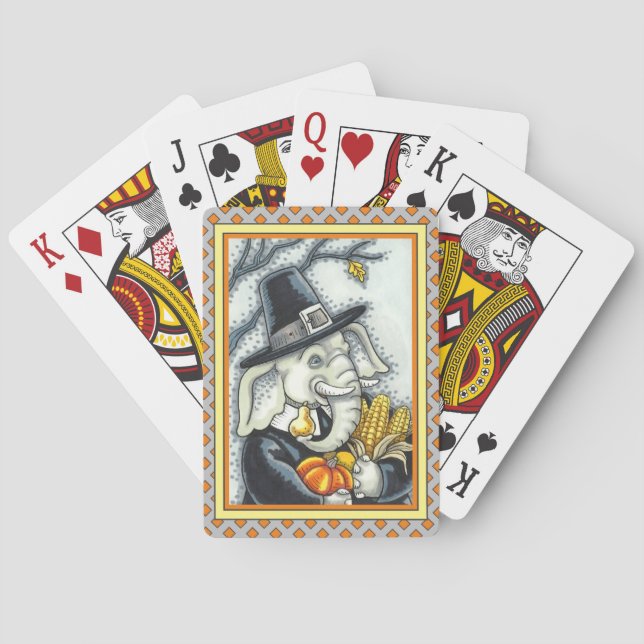 JEU DE CARTES THANKSGIVING PACHYDERM, THANKFUL PILGRIM ELEPHANT (dos)