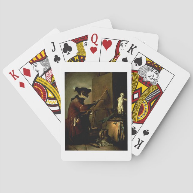 Jeu De Cartes The Monkey Painter, 1740 (oil on canvas) (dos)