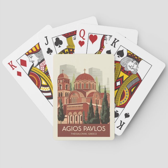 Jeu De Cartes Thessalonique Agios Pavlos Travel Art Vintage (dos)