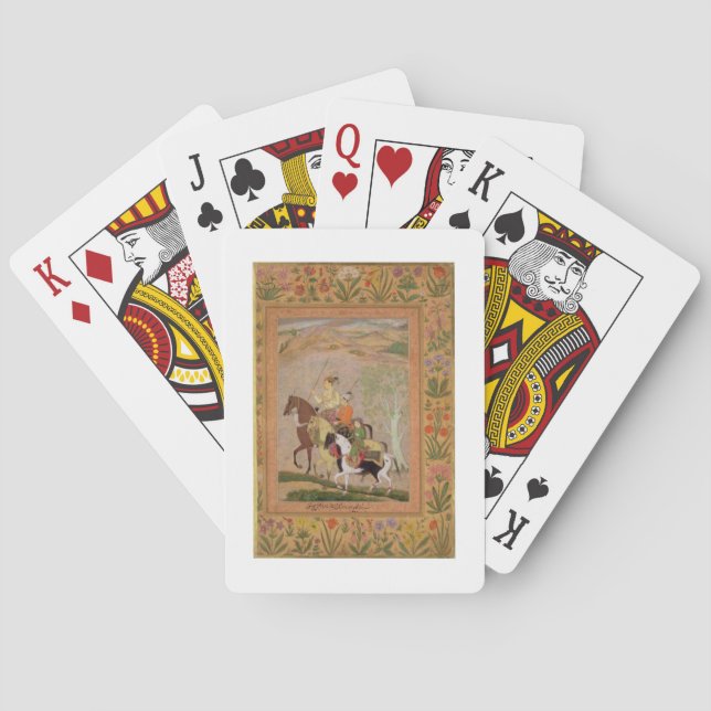 Jeu De Cartes Three Princes Going Hunting, c.1635 (gouache on pa (dos)