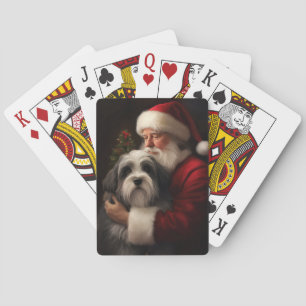 Jeu De Cartes Tibetan Terrier Père Noël Noël Festif 