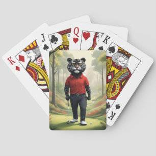 Jeu De Cartes Tiger Jouant Au Golf Dans Les Bois,
