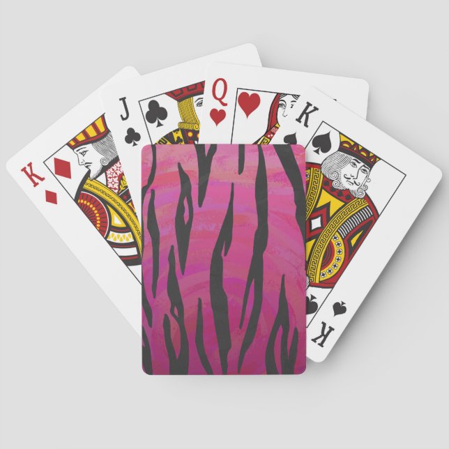 Jeu De Cartes Tiger rose chaud et noir (dos)