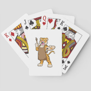 Jeu De Cartes Tigre à la peinture avec peinture et pinceau