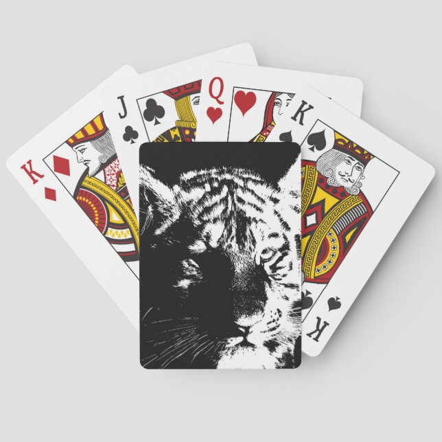Jeu De Cartes Tigre noir et blanc Pop Art (dos)