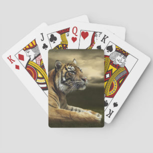 Jeu De Cartes Tigre regardant et se reposant sous le ciel