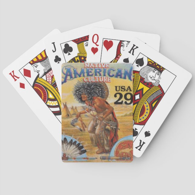 Jeu De Cartes Timbre Vintage amérindien (dos)