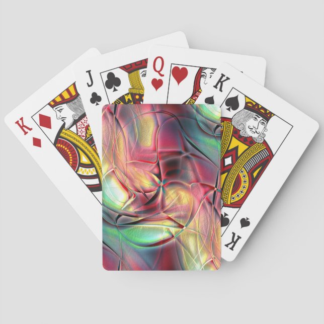 Jeu De Cartes 'tissu de plage' effiloché rouge à vert (dos)