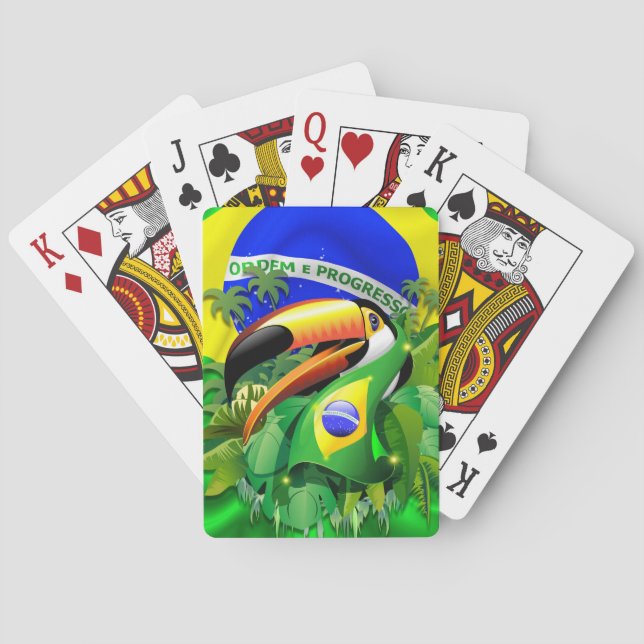 Jeu De Cartes Toco Toucan avec drapeau brésilien (dos)