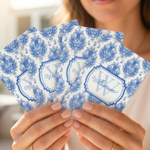 Toile de Jouy Bleue Française Motif Damassé Nom Mo