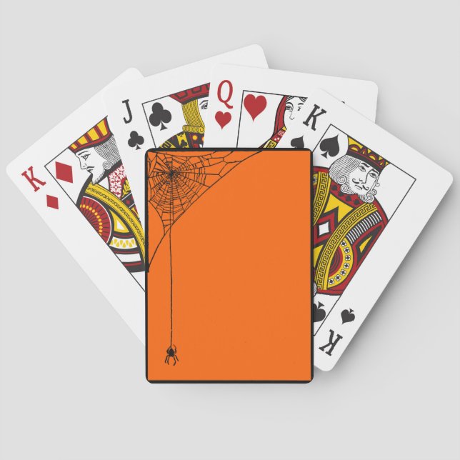 Jeu De Cartes Toiles d'araignées effrayantes orange et noires (dos)