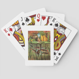 Jeu De Cartes Tommelise very desolate on the water lily leaf, in