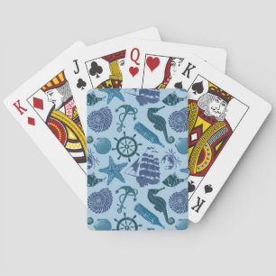 Jeu De Cartes Tons Nautiques Du Motif Bleu