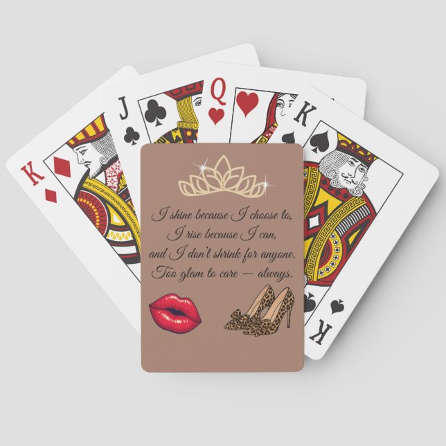 Jeu De Cartes Too Glam To Care – Chic Quote  (dos)