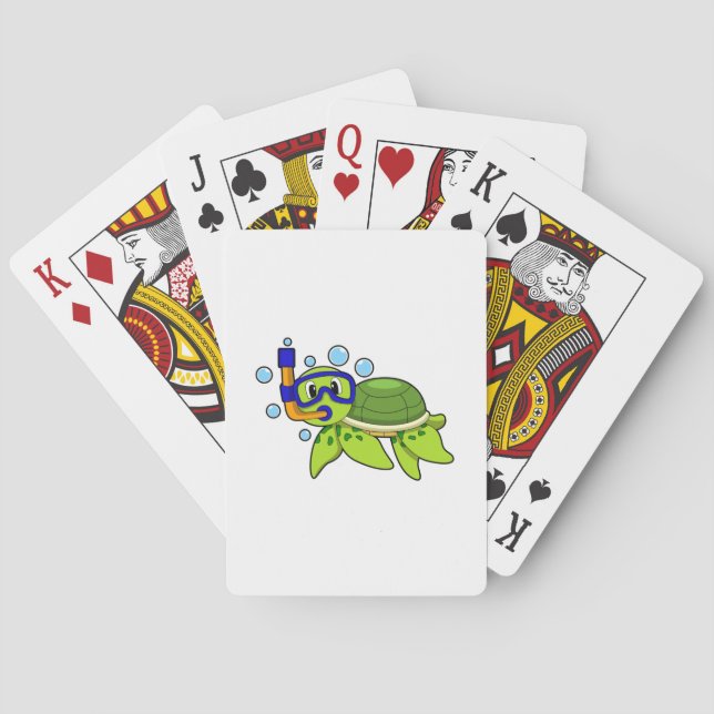 Jeu De Cartes Tortue à la plongée avec tuba (dos)