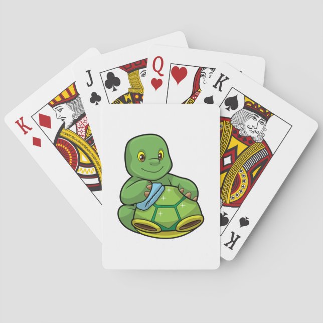 Jeu De Cartes Tortue avec coquille et chiffon de nettoyage (dos)
