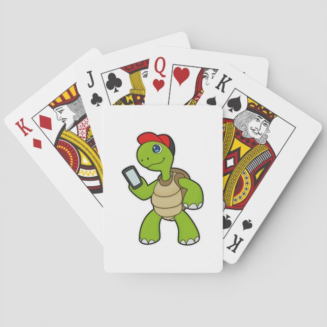 Jeu De Cartes Tortue avec téléphone et Casquette (dos)