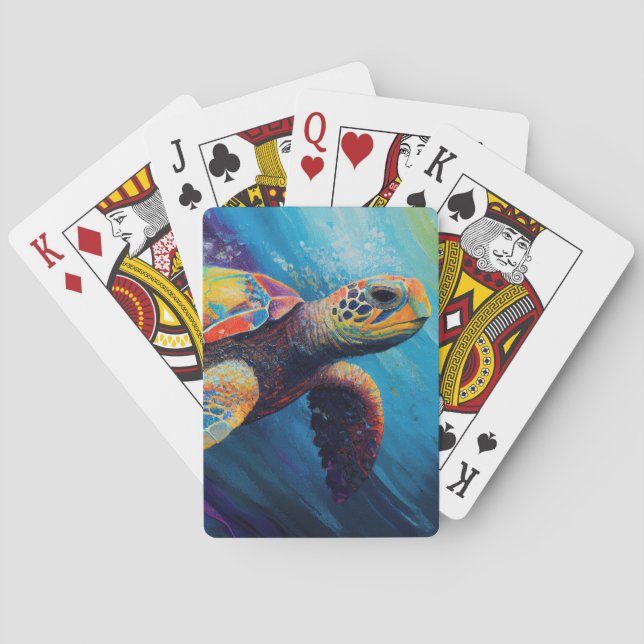 Jeu De Cartes Tortue de mer à l'aquarelle (dos)