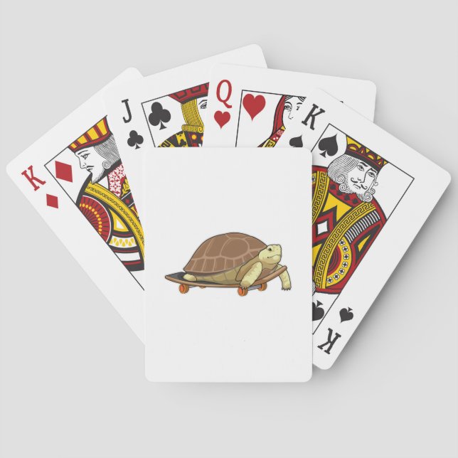 Jeu De Cartes Tortue en patinage avec skateboard (dos)