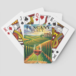 Jeu De Cartes Toscane Italie Vignoble Coucher de Soleil Illustra