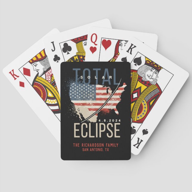 Jeu De Cartes Total Solaire Eclipse 4.8.2024 USA Carte personnal (dos)