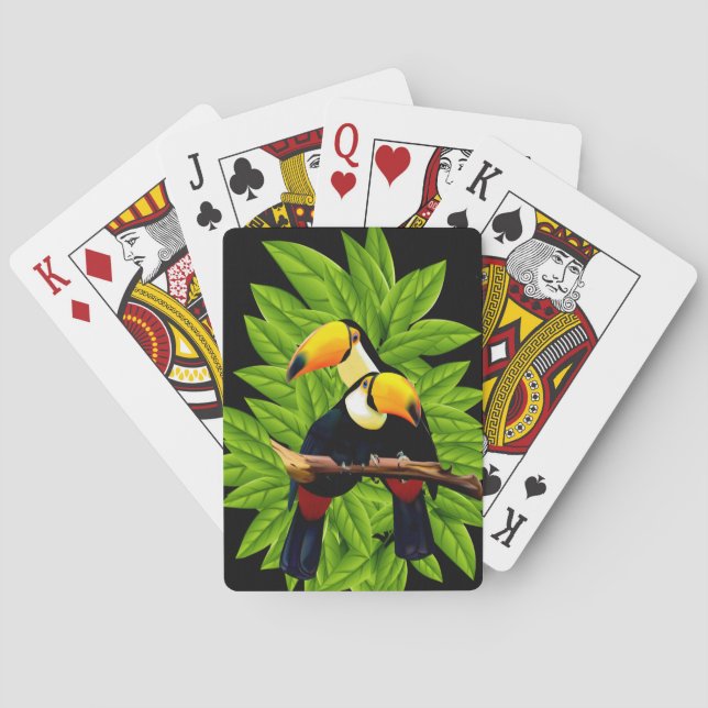 Jeu De Cartes Toucans exotiques en noir (dos)