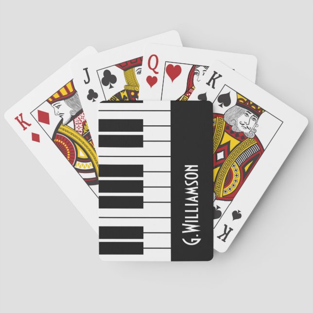 Jeu De Cartes Touches musicales de piano| Ajouter votre nom (dos)