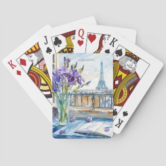 Jeu De Cartes Tour Eiffel à l'aquarelle Paris Nom personnalisé