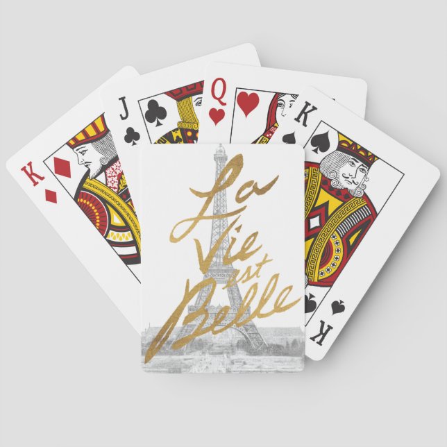 Jeu De Cartes Tour Eiffel avec écriture or (dos)