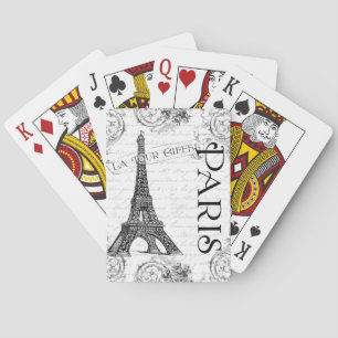 Jeu De Cartes Tour Eiffel en noir et blanc