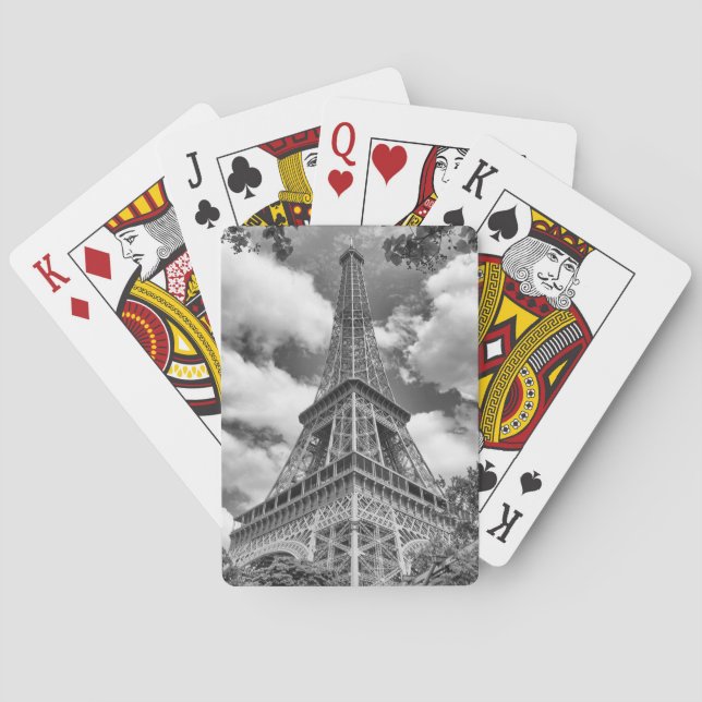 Jeu De Cartes Tour Eiffel en noir et blanc (dos)
