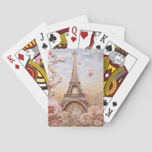 Jeu De Cartes Tour Eiffel Paris France Floral rose français