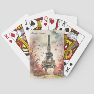 Jeu De Cartes Tour Eiffel romantique de Paris Aquarelle Florale
