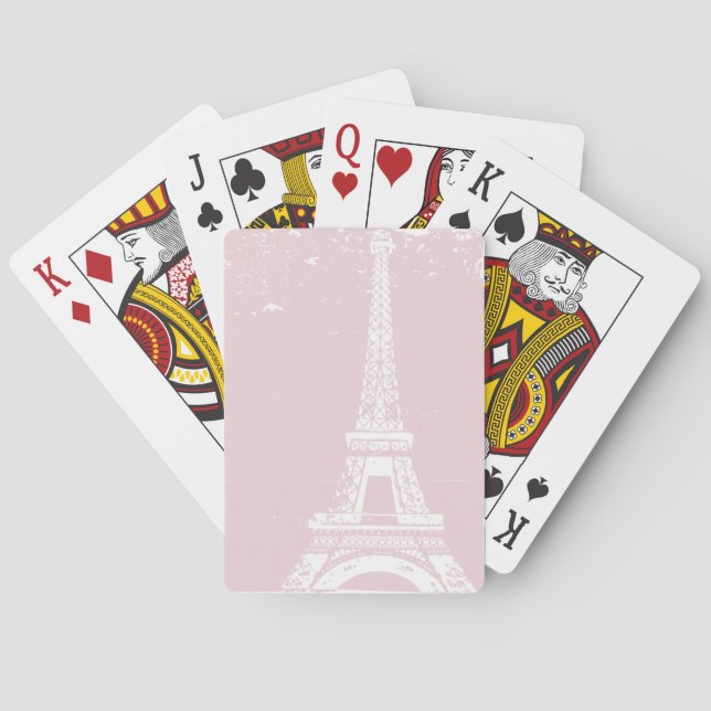 Jeu De Cartes Tour Eiffel Rose Cartes de jeu personnalisées (dos)