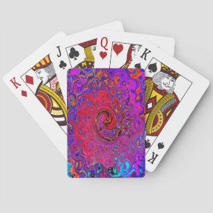 Jeu De Cartes Tourbillon Rouge et Violet Abstrait Rétro Liquide